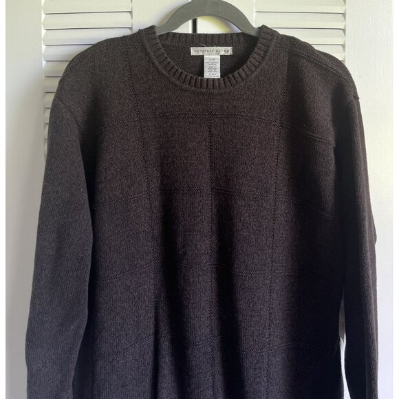 Geoffrey Beene Men's Chocolate Brown Cotton Sweater L/G Grandpacore - Picture 2 of 6